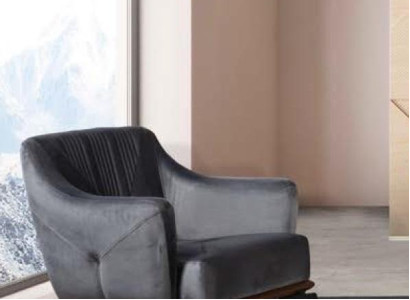 Armchair Luxury Upholstery Furniture Living room Single Seater Armchair Gray Textile new